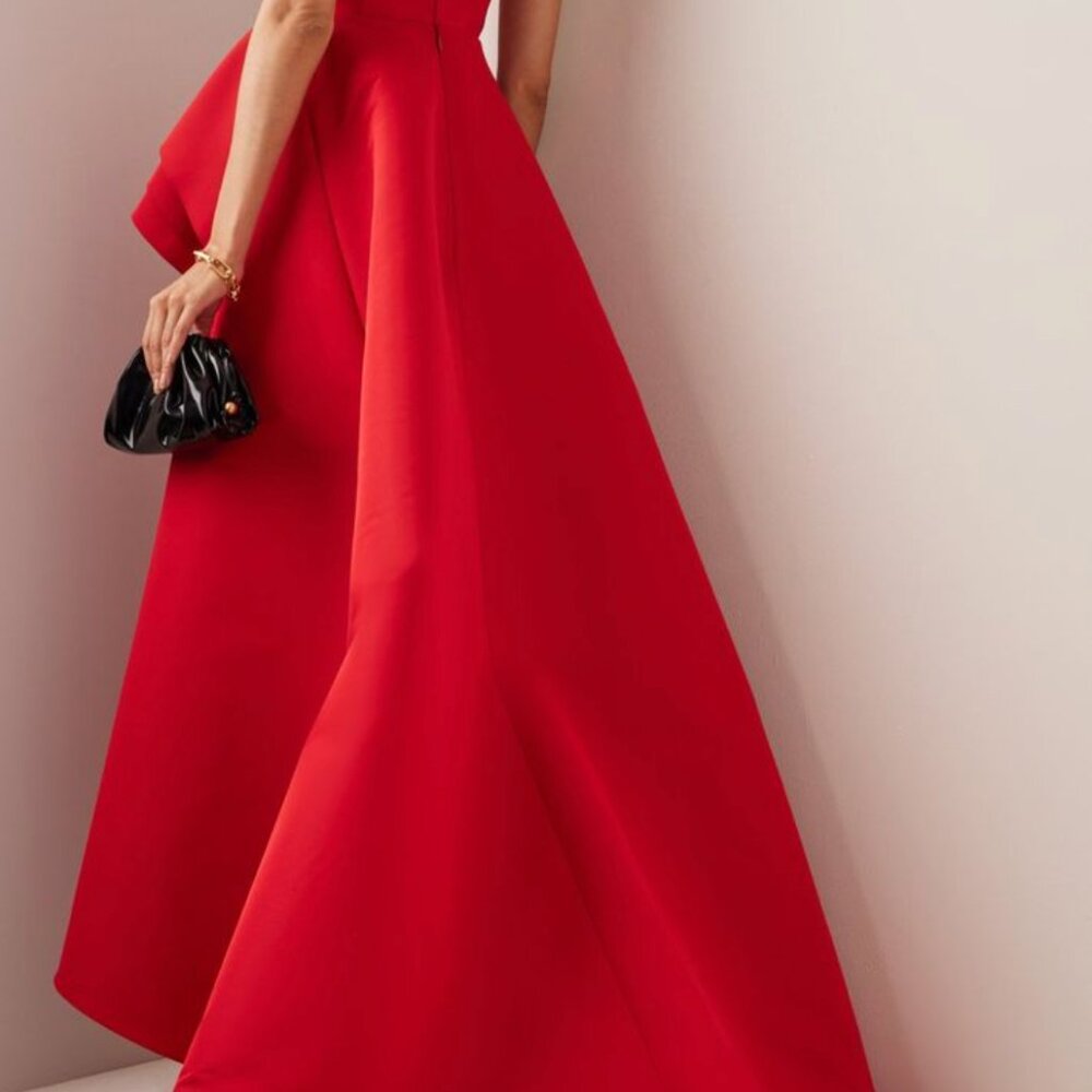 Carolina Herrera Tiered Ruffle Strapless High-Low Gown
